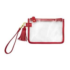 NEW CAPRI DESIGNS women's game day clear tassel wristlet in red